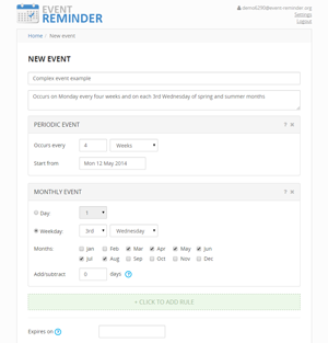 Event-Reminder.org - форма редактирования или создания события